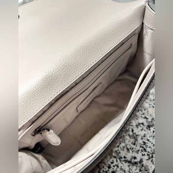 Dkny Bags Dkny Elissa Large Leather Shoulder Flapbeige Poshmark